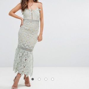 ASOS Love Triangle Sage Lace Midi Dress